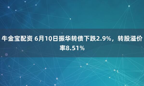牛金宝配资 6月10日振华转债下跌2.9%，转股溢价率8.51%